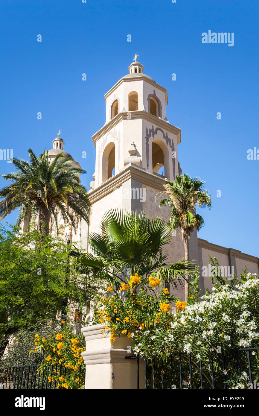 La cattedrale di Sant'Agostino nel centro cittadino di Tucson, Arizona, Stati Uniti. Foto Stock
