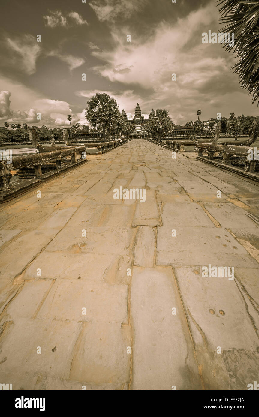 Tempio Bayon e Angkor Wat Regno Khmer religione complesso in Siem Reap, Cambogia Asia Foto Stock