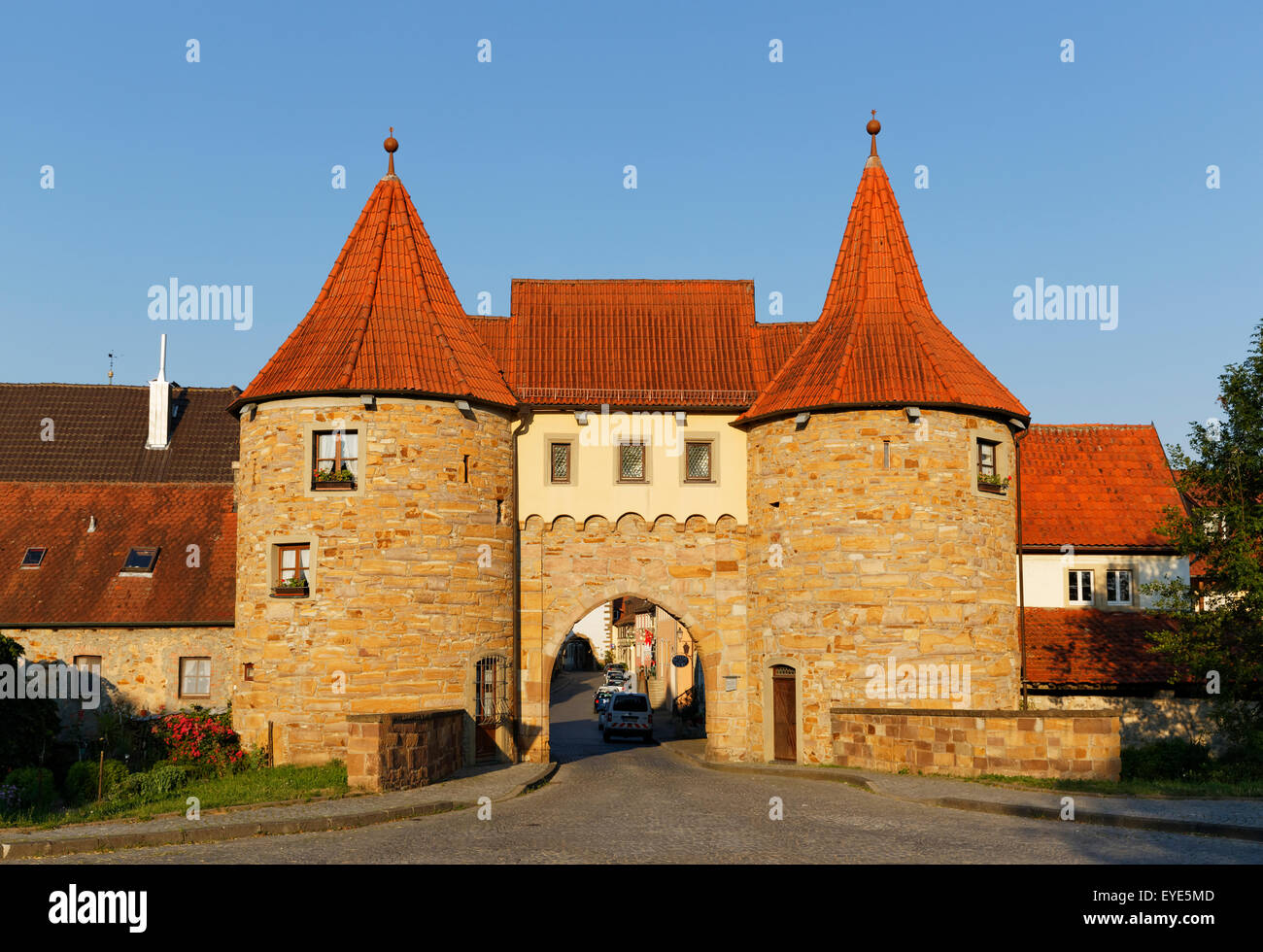 Westtor o West Gate, Prichsenstadt, bassa Franconia, Franconia, Baviera, Germania Foto Stock