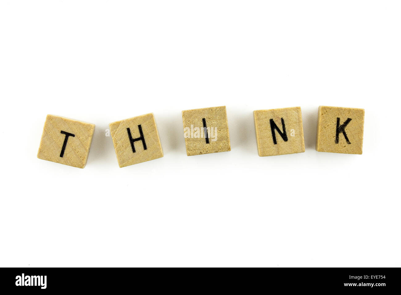 Credo parola alfabeto in legno blocchi su sfondo bianco dalla vista superiore Foto Stock