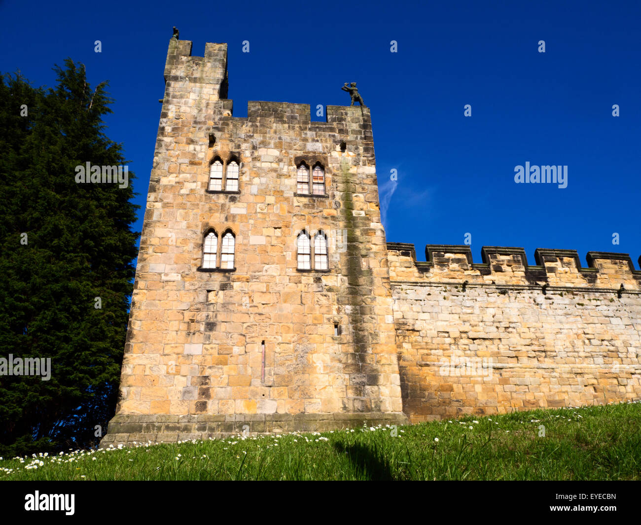 Torre angolare a Alnwick Castle Alnwick Northumberland Inghilterra Foto Stock