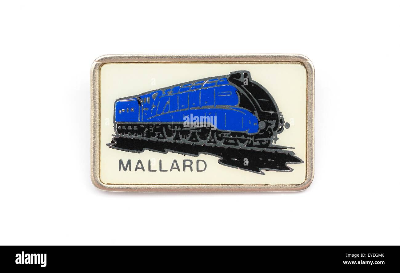 Uno smalto British treno a vapore badge.LNER Classe A4 4468 Mallard Foto Stock