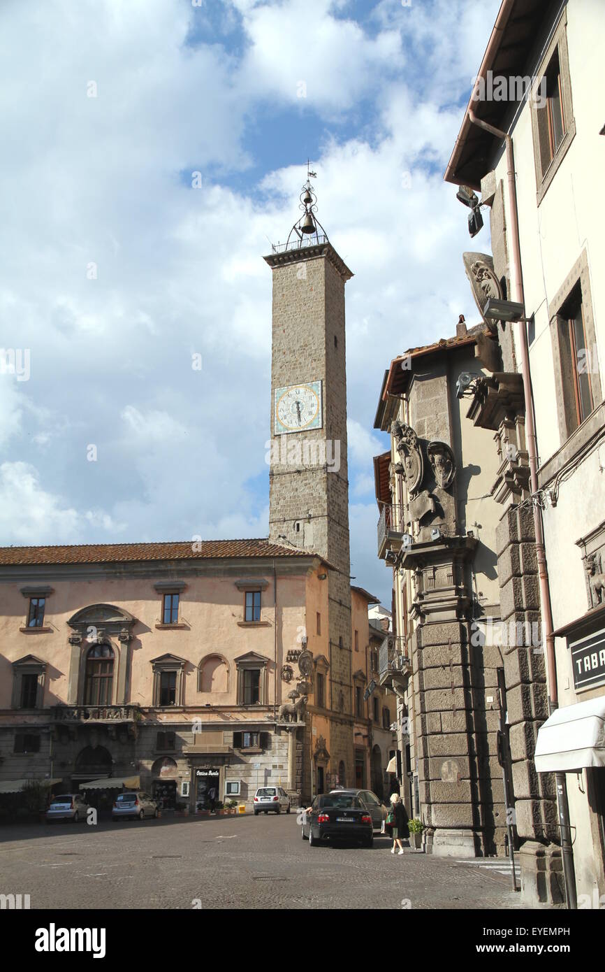 Piazza del Plebiscito vista in Viterbo, Italia Foto Stock