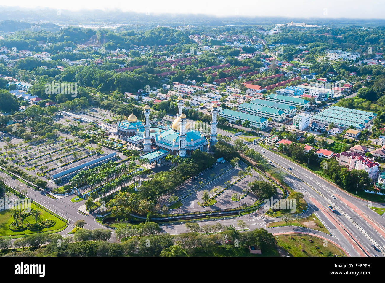 Vista aerea di Bandar Seri Begawan, la capitale del Brunei; Bandar Seri Begawan, Brunei Foto Stock