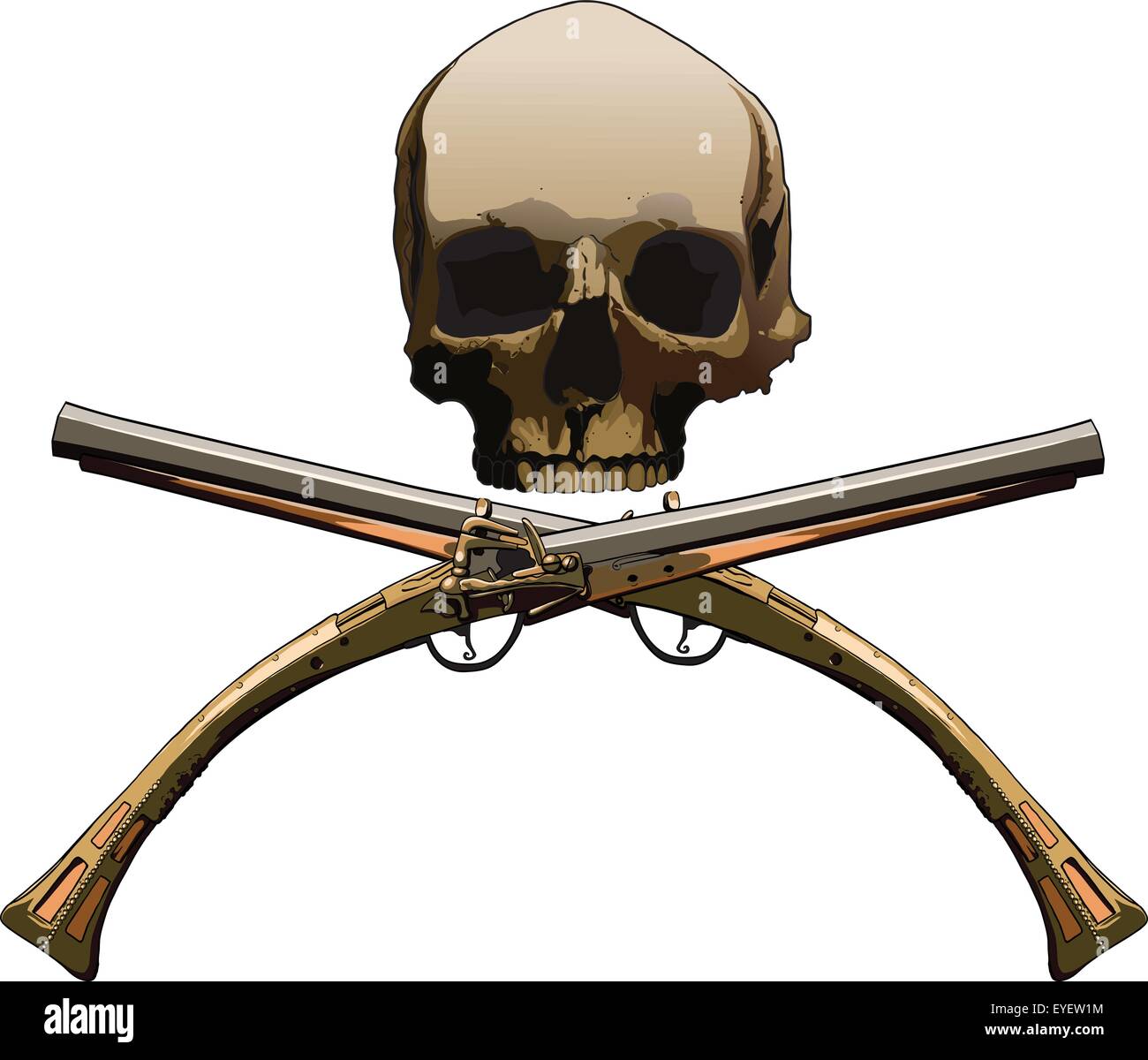 Jolly Roger con pistole Illustrazione Vettoriale