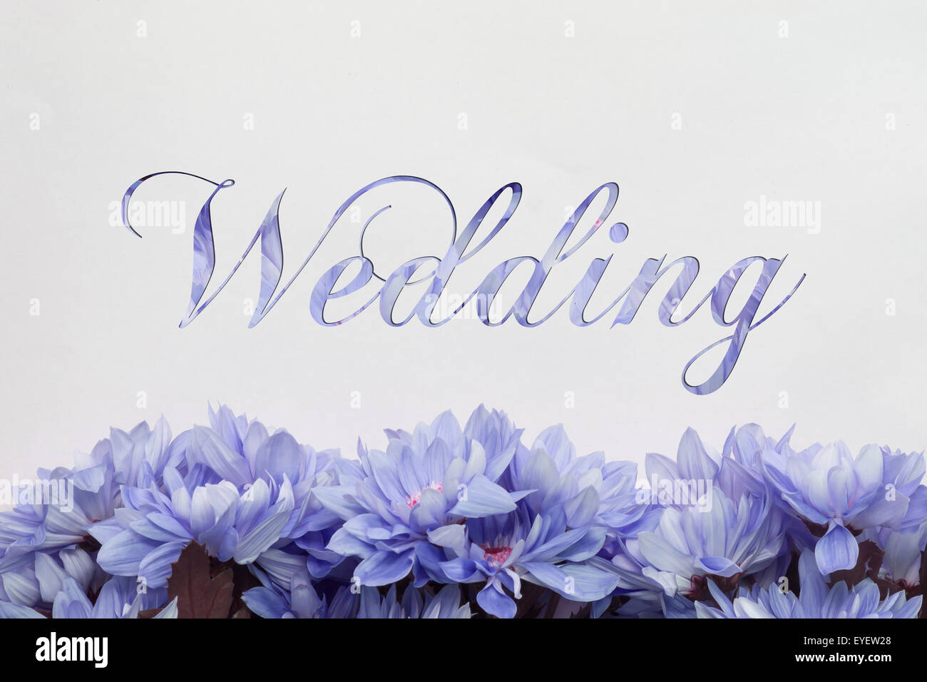 Matrimonio - il testo scritto a mano con decorazioni di fiori fiori Foto Stock