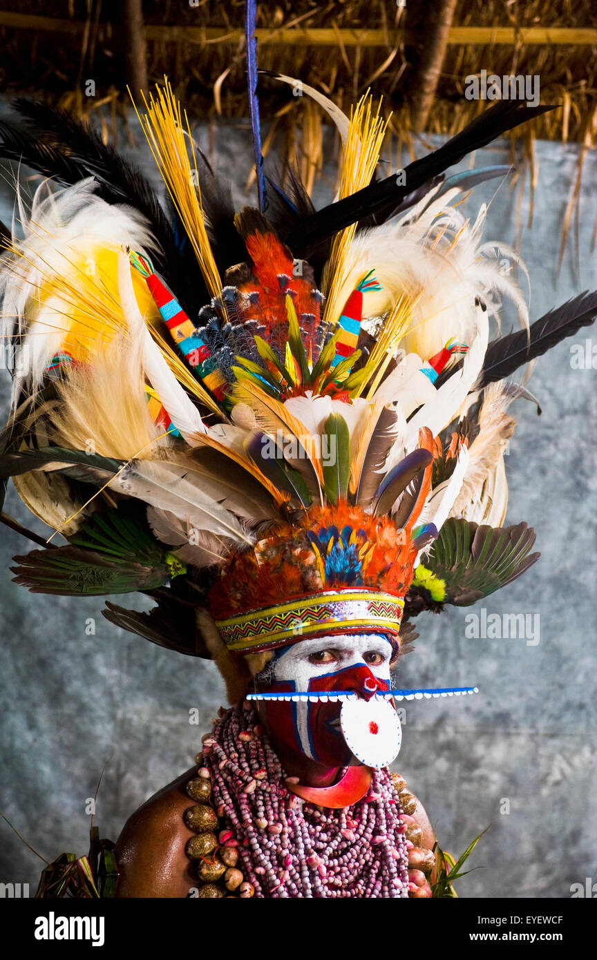 Altopiano orientale performer, Goroka Show; Goroka, altipiani orientali, Papua Nuova Guinea Foto Stock