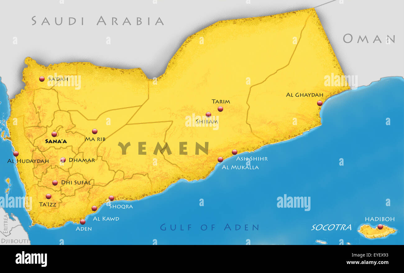 Repubblica dello Yemen mappa Foto Stock