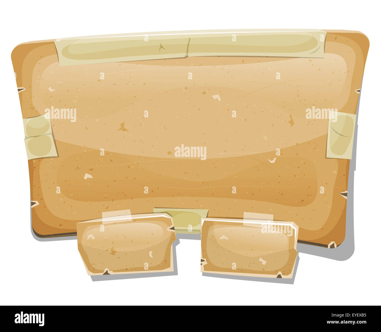 Illustrazione di un cartoon design segno di cartone o la casella di risposta con pulsanti ed elementi di interfaccia per software di interfaccia utente o commerciale di Foto Stock