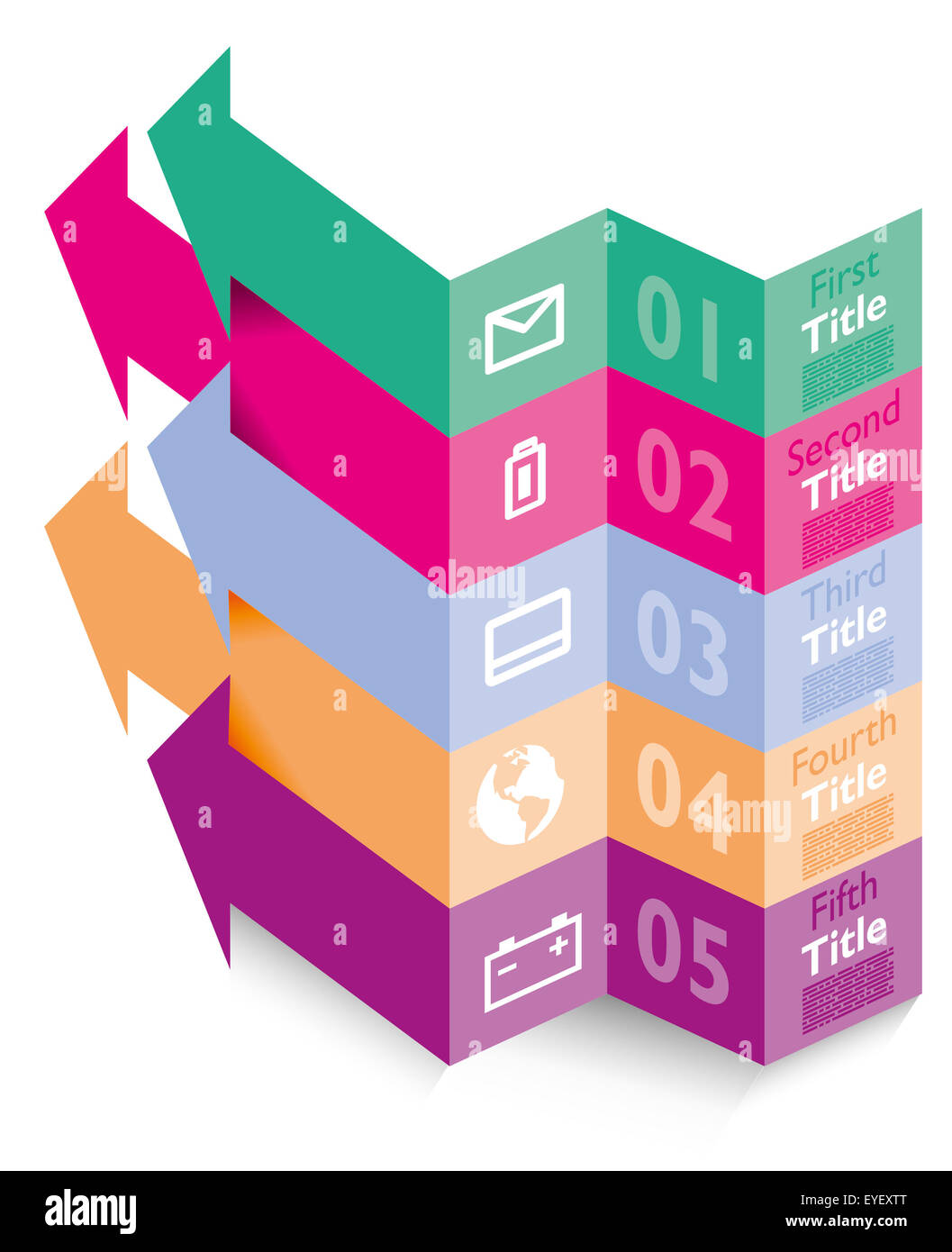 Opzione tag con carta origami stile per infographics, brochure e presentazioni aziendali. 5 colori diversi Foto Stock