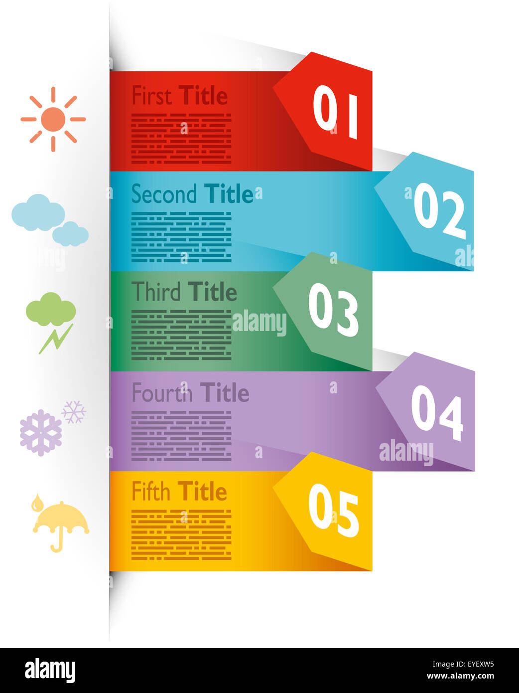 Opzione tag con carta origami stile per infographics, brochure e presentazioni aziendali. 5 colori diversi Foto Stock