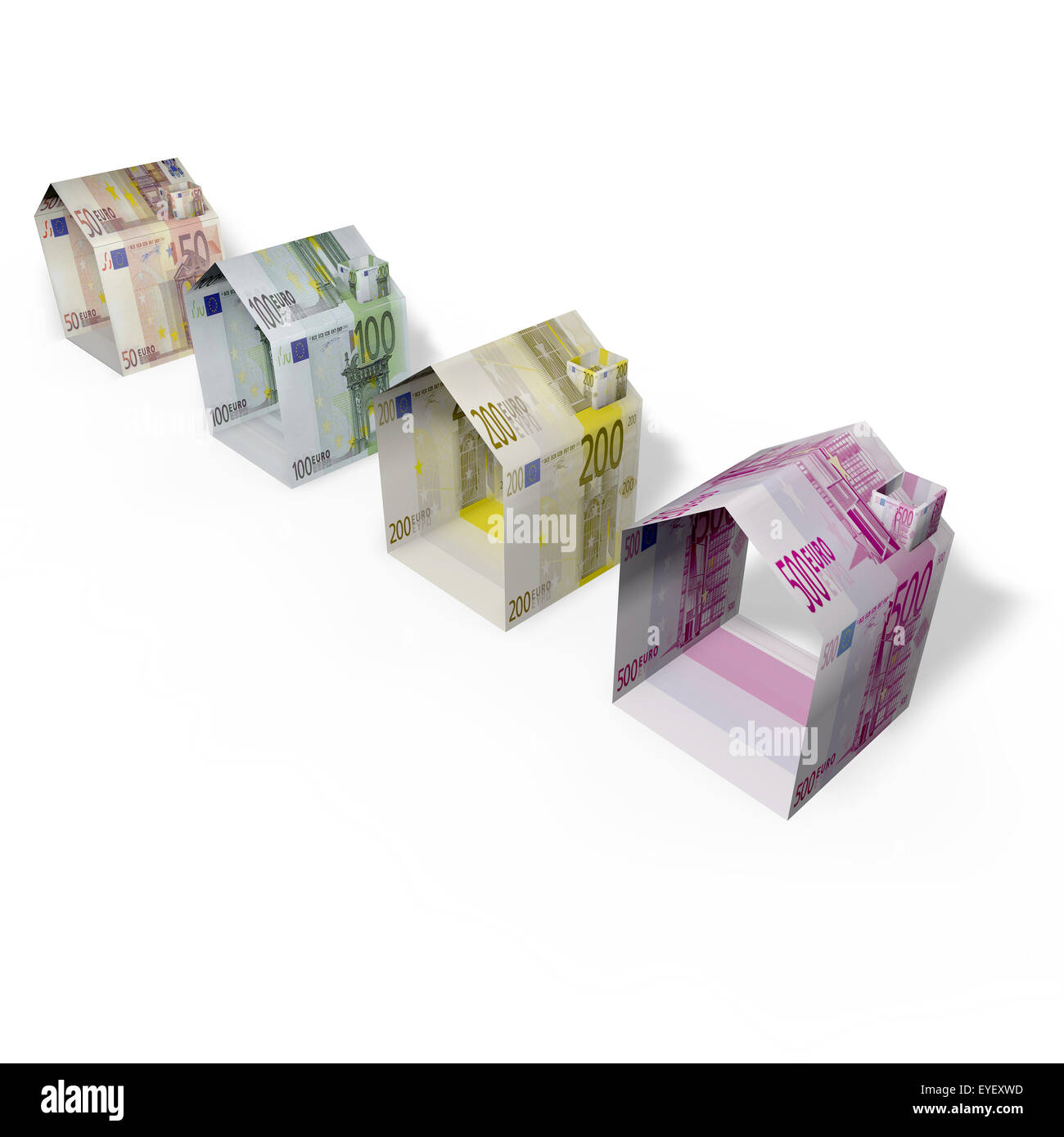 Case fatte di carta euro denaro Foto Stock