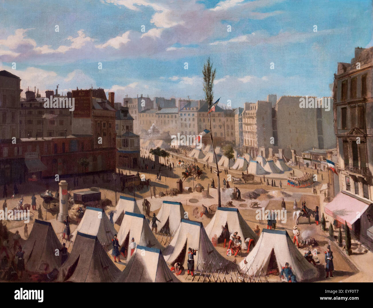 Il camp di truppe, sul boulevard del Tempio, durante i giorni di giugno 1848 17/10/2013 - XIX secolo collezione Foto Stock