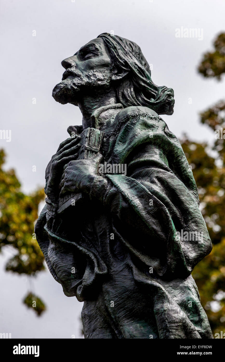 Bronze Art Nouveau statua di Jan Hus dallo scultore Frantisek Bilek Tabor, Repubblica Ceca Foto Stock