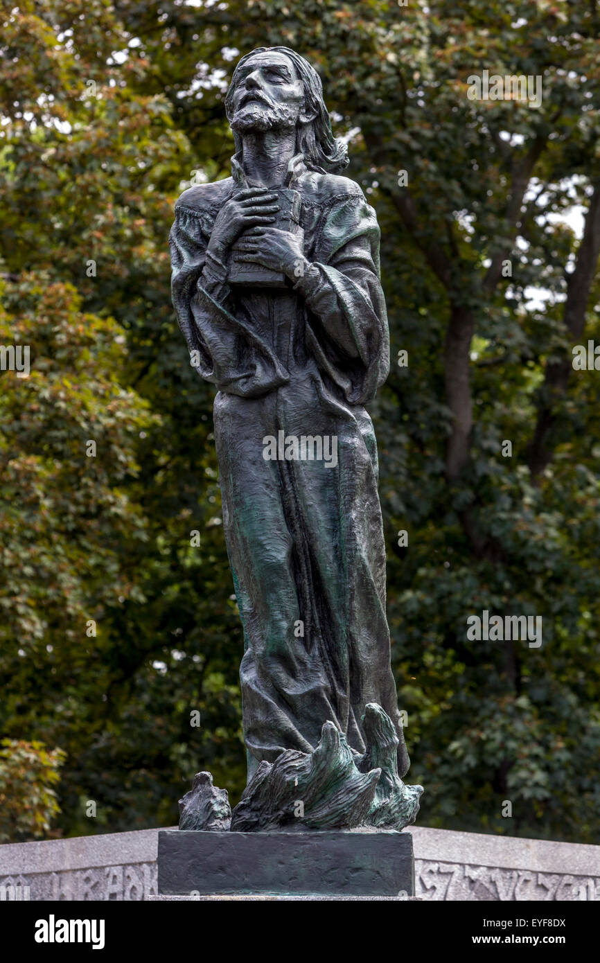 Bronze Art Nouveau statua di Jan Hus dallo scultore Frantisek Bilek Tabor, Repubblica Ceca Foto Stock