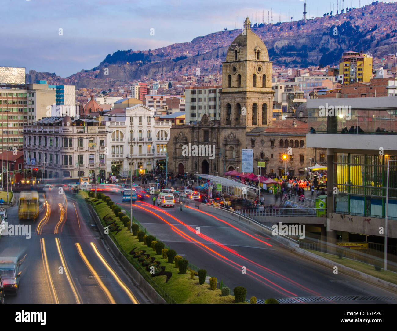 Un moderno e fresco vista di La Paz in Bolivia. Foto Stock