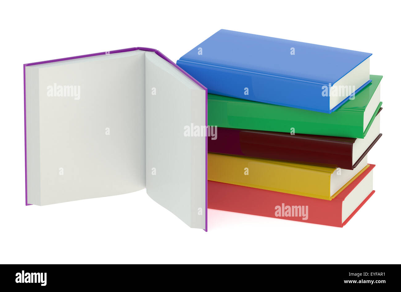 Libri multicolori isolati su sfondo bianco Foto Stock