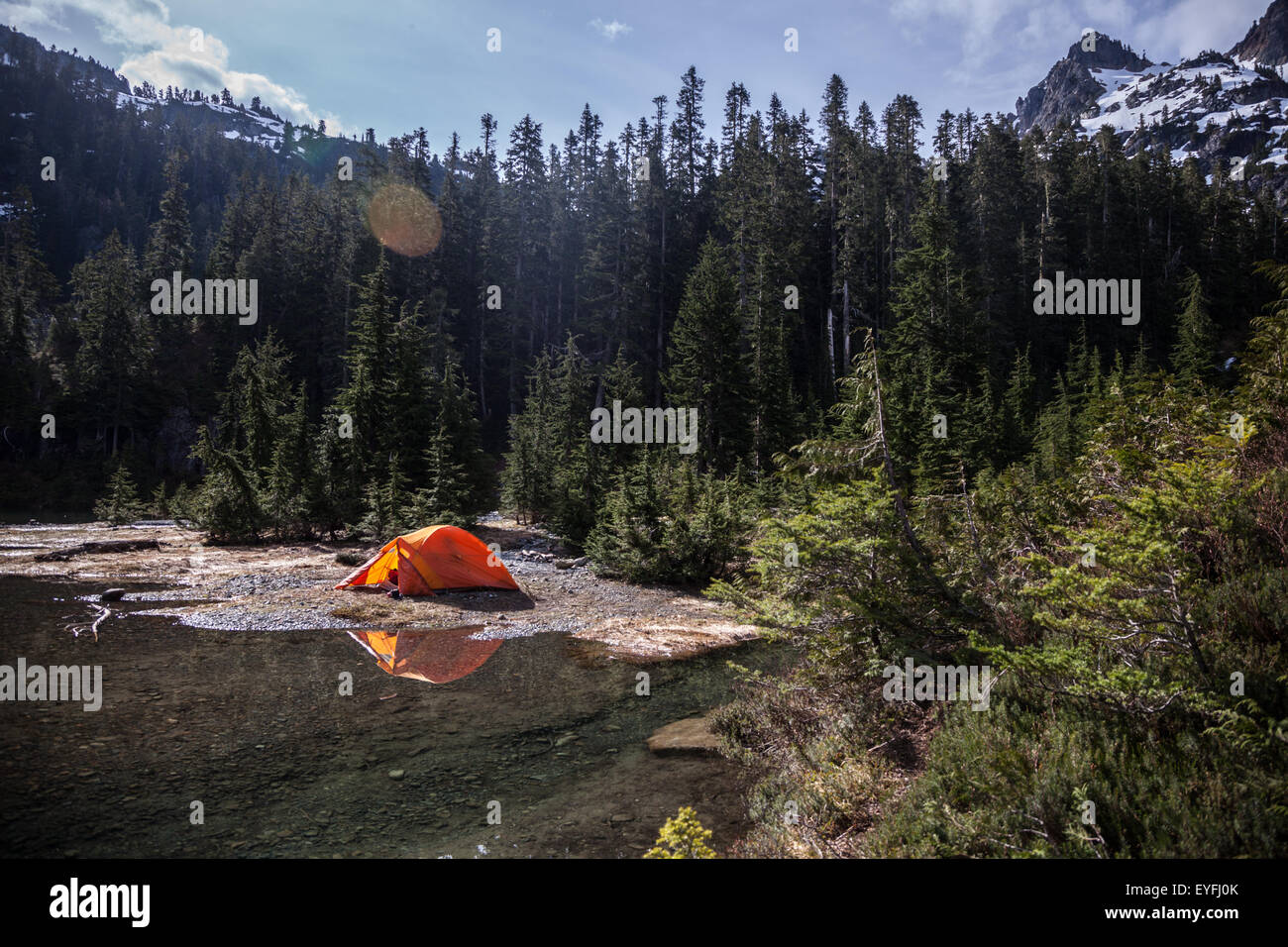 Backcountry Camping lungo la Howe suoni Crest Trail. Foto Stock