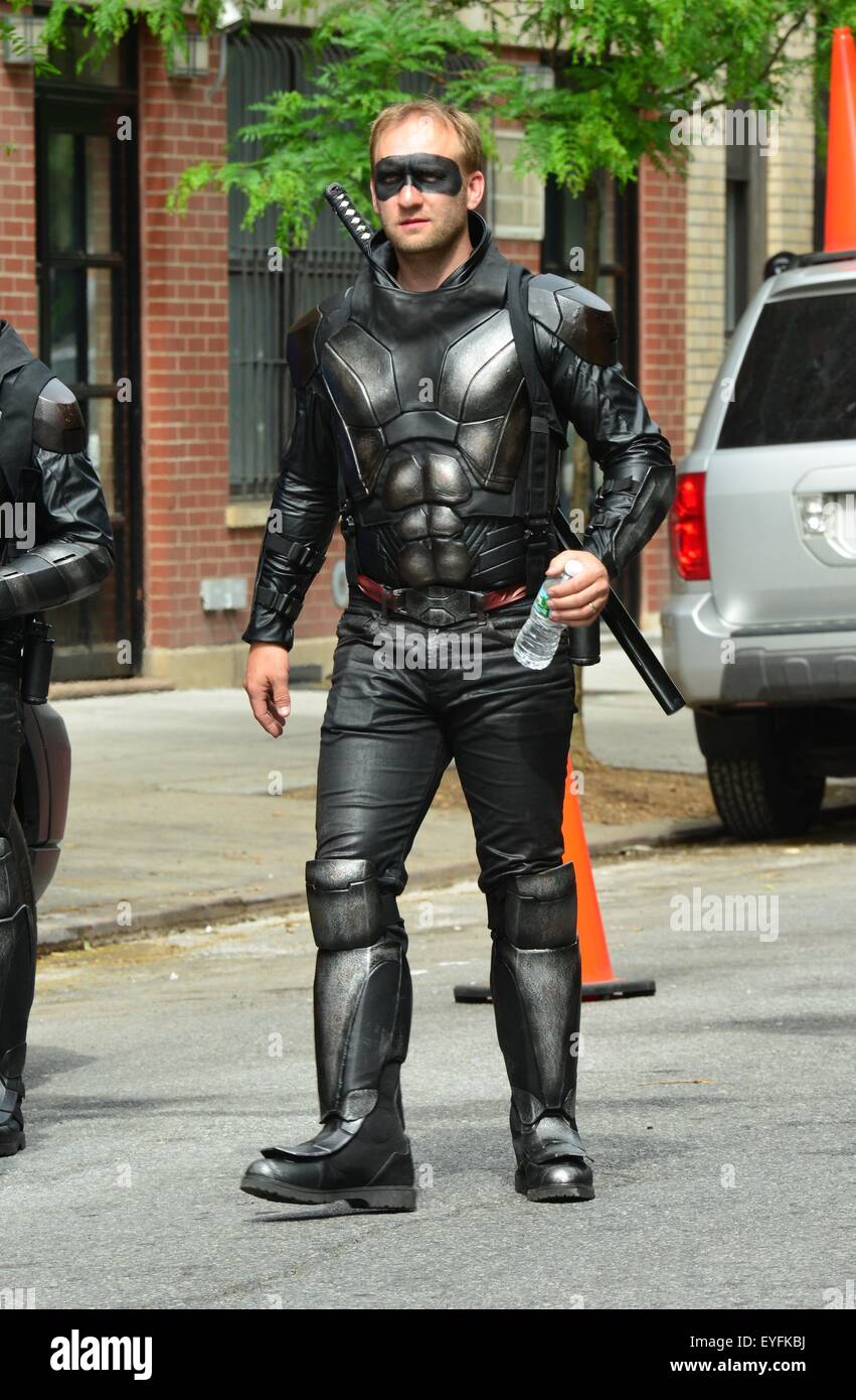 Stelle sul set di un film di "Teenage Mutant Ninja tartarughe 2' nella città di New York con: atmosfera dove: Manhattan, New York, Stati Uniti quando: 27 maggio 2015 C Foto Stock