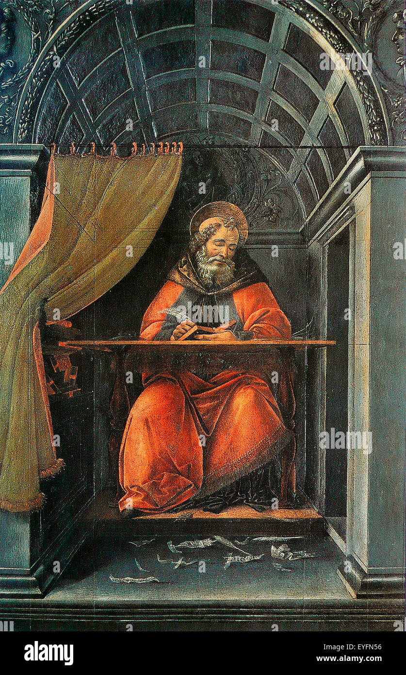 Saint Augustin dans son cabinet de travail Sandro Botticelli 1490 Sant Agostino nel suo studio Foto Stock