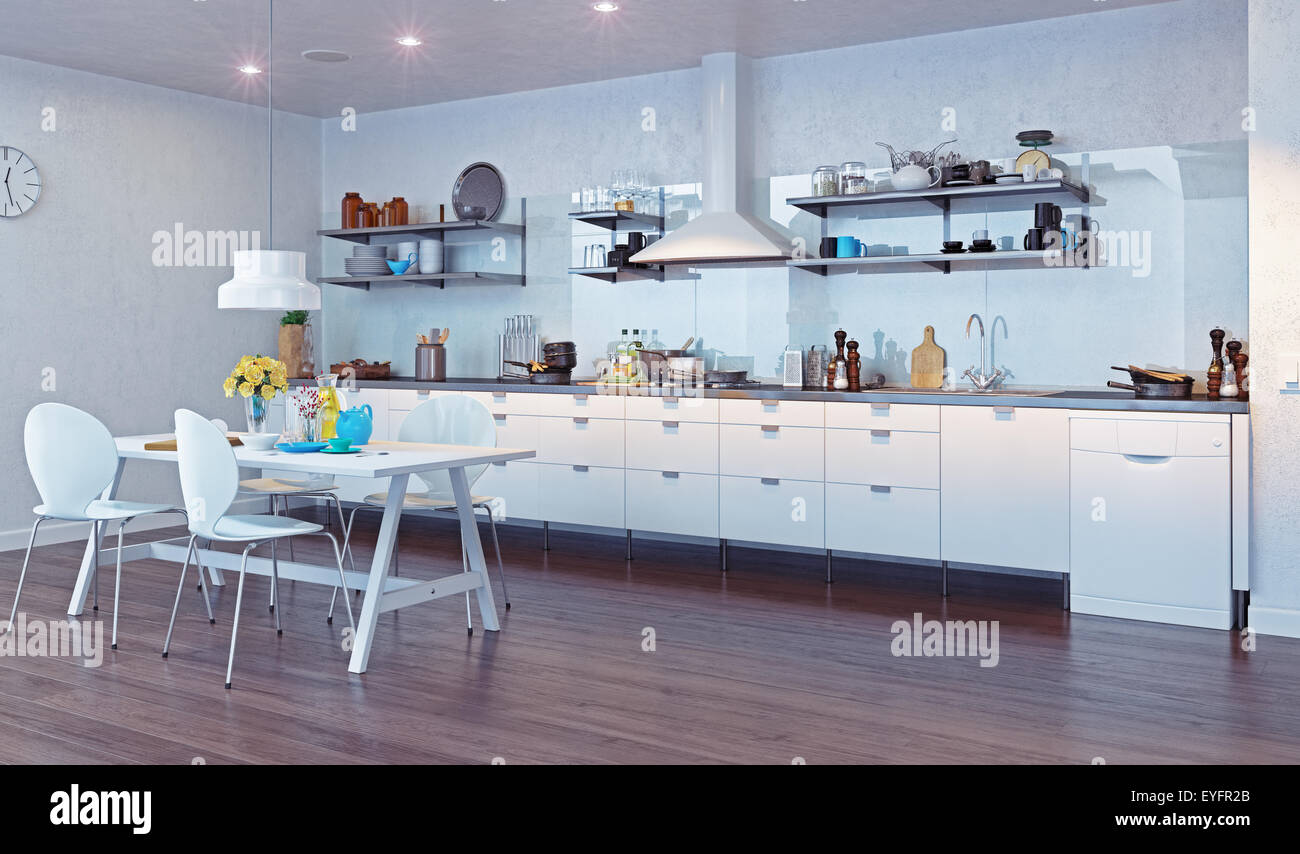 Cucina moderna con interni. Foto Stock