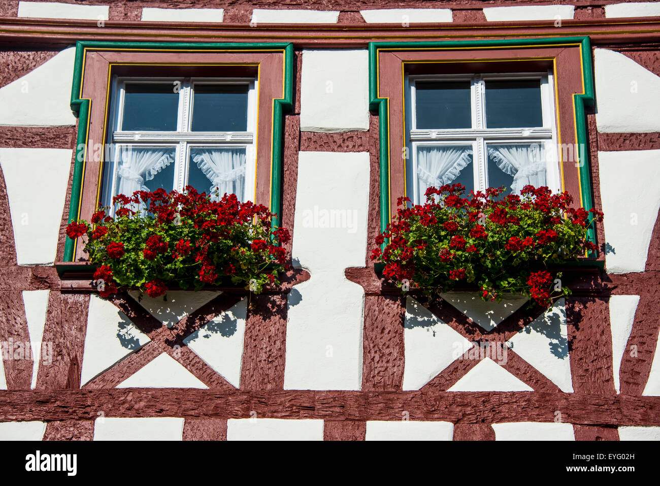 Casa in legno e muratura, Bernkastel-Kues, valle della Mosella, Renania-Palatinato, Germania Foto Stock