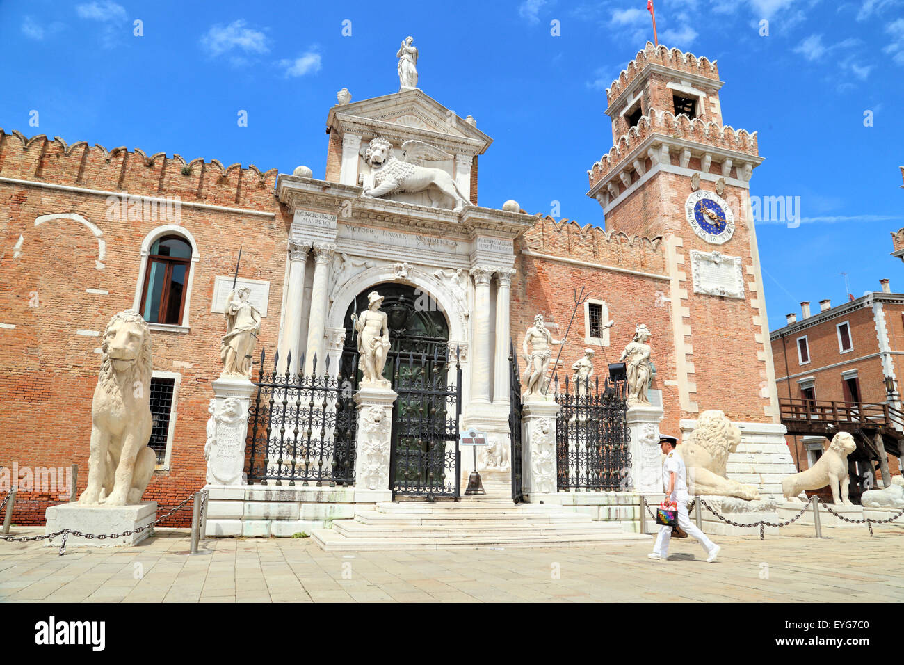 Ingresso 'Porta Magna" dell Arsenale, Castello, Venezia, Italia. Foto Stock