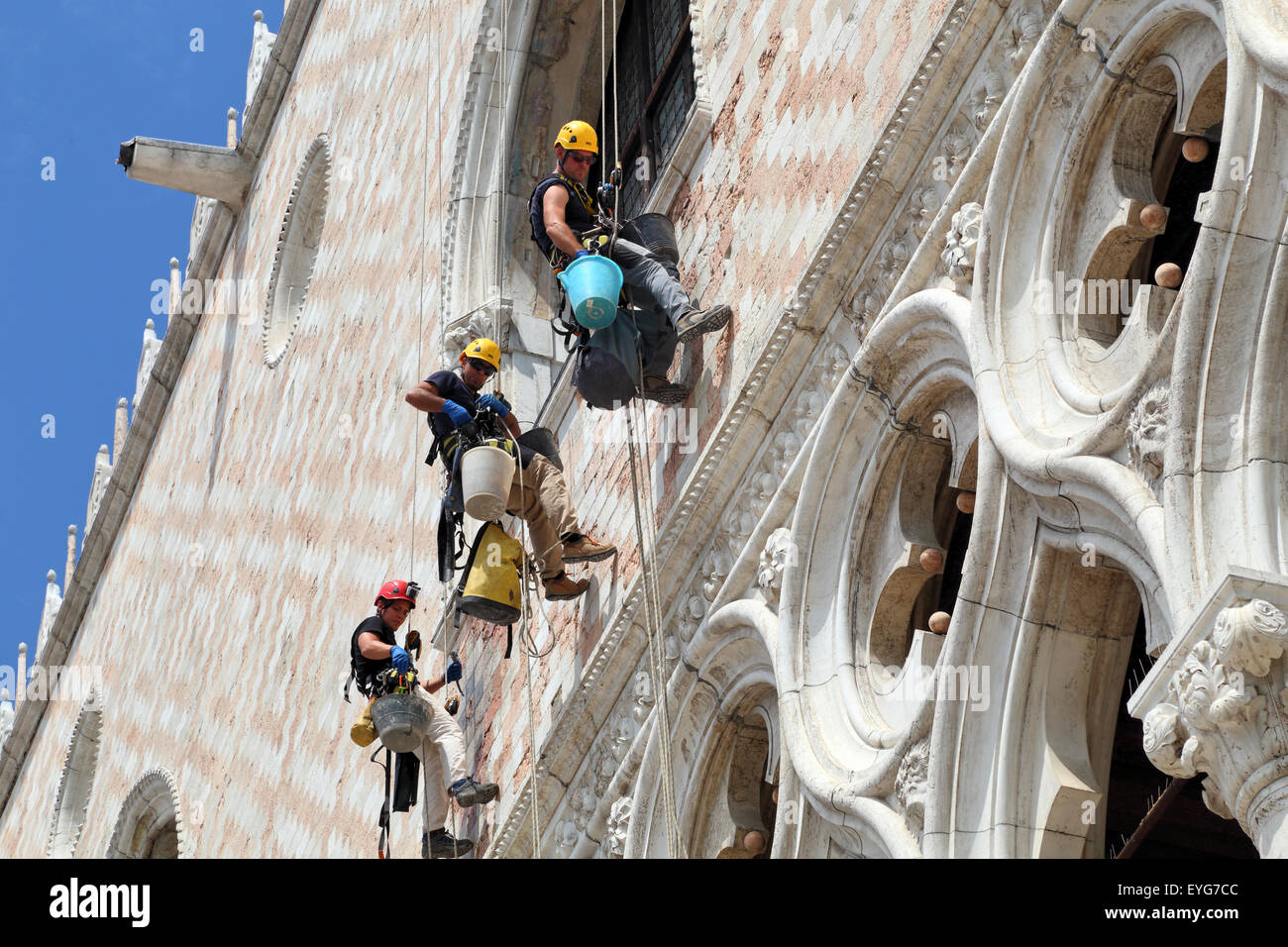 Lavori di restauro al Palazzo Ducale di Piazza San Marco, Venezia Foto Stock