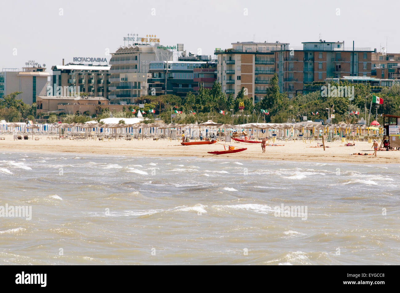 Rimini italy italian east coast resort spiagge spiaggia vacanza vacanze Emilia Romagna Mare Adriatico Foto Stock