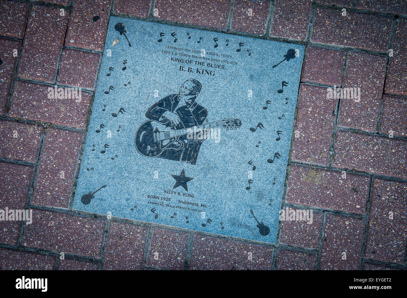 Stati Uniti d'America, Mississippi, BB King tile a Walnut Street; Greenville Foto Stock
