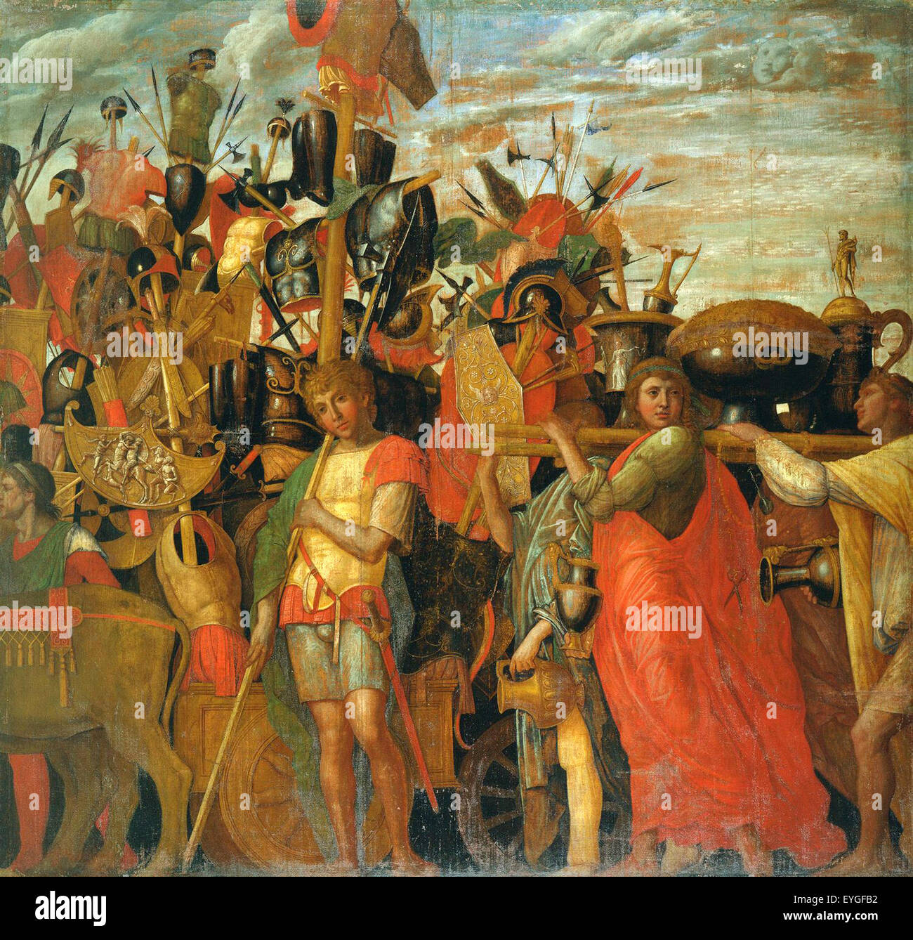 Andrea Mantegna - i Trionfi di Cesare . I portatori di trofei e Bullion - XV secolo - Italiano Foto Stock
