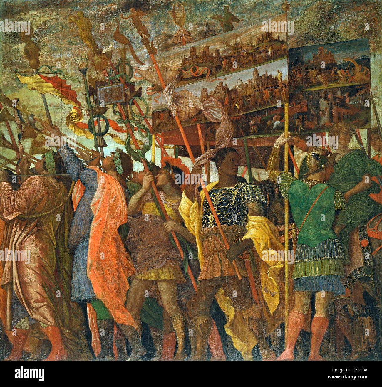 Andrea Mantegna - i Trionfi di Cesare . I portatori di immagine - XV secolo - scuola di italiano Foto Stock