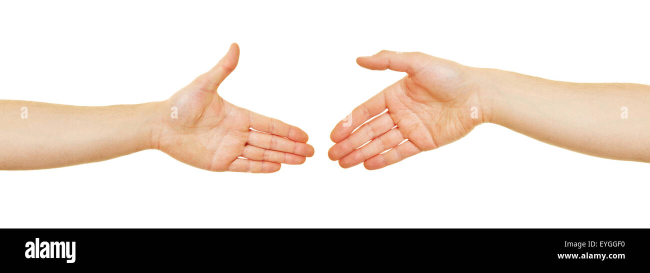 Due persone che agitano le mani come segno di una cooperazione e un accordo Foto Stock