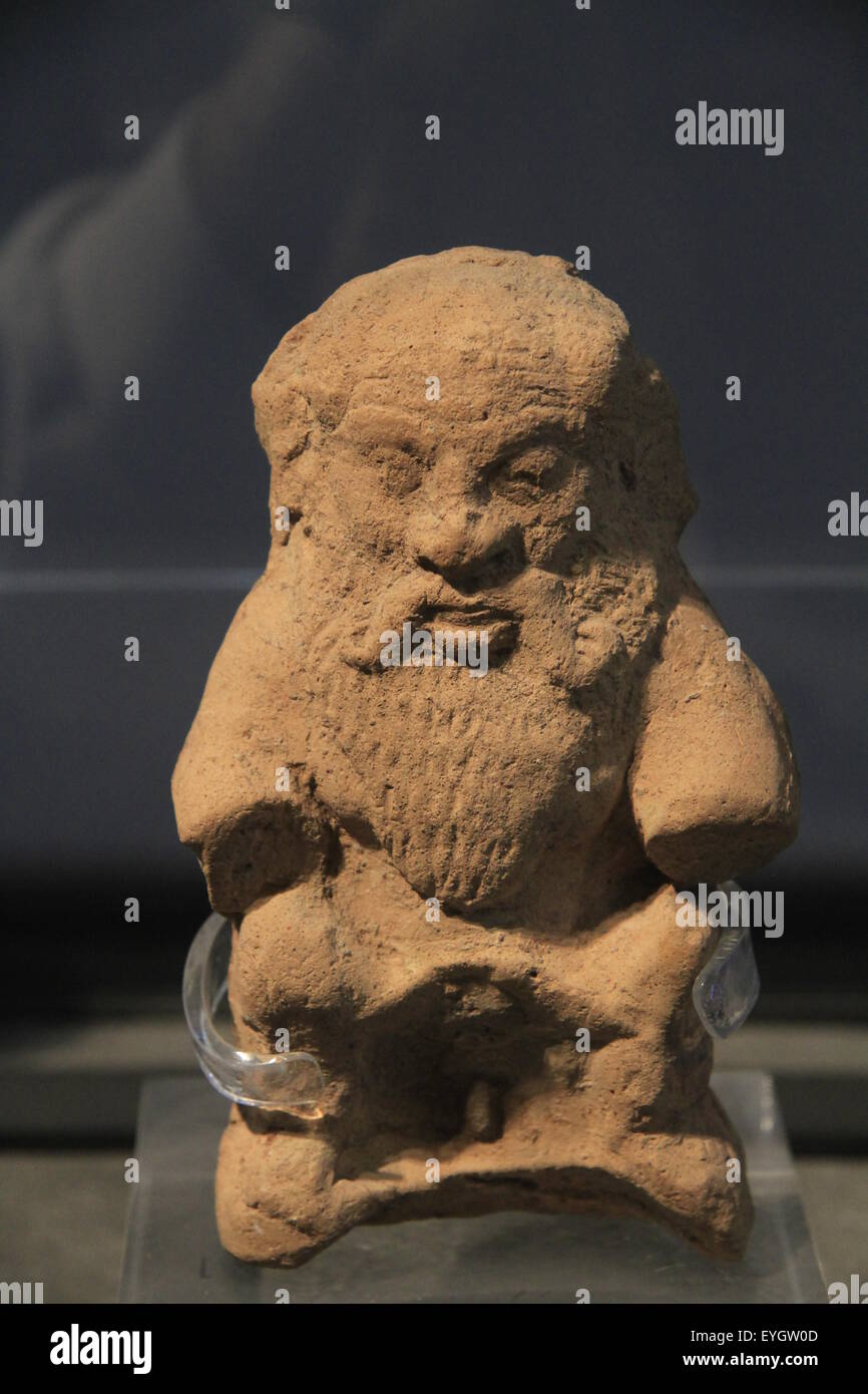 Il dio Bes da Tel Dan, ceramiche, 3rd-2nd secoli A.C. al Skirball Museo di Archeologia biblica di Gerusalemme Foto Stock