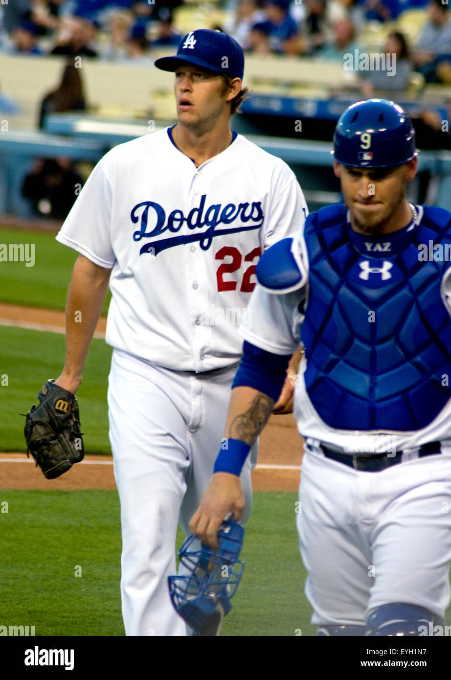 Clayton Kershaw bricco per il Los Angeles Dodgers Foto Stock