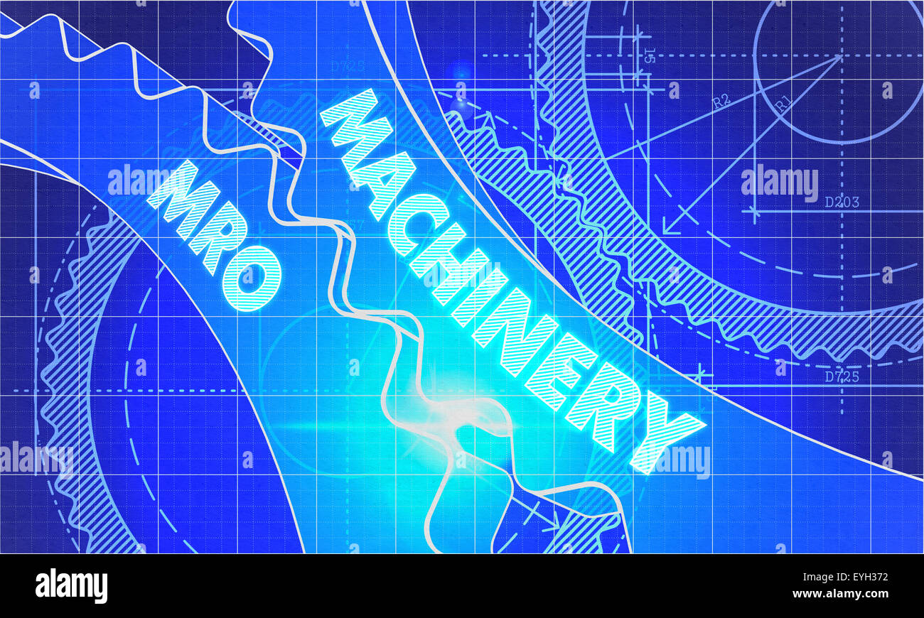 Macchinari MRO su Blueprint di denti. Foto Stock