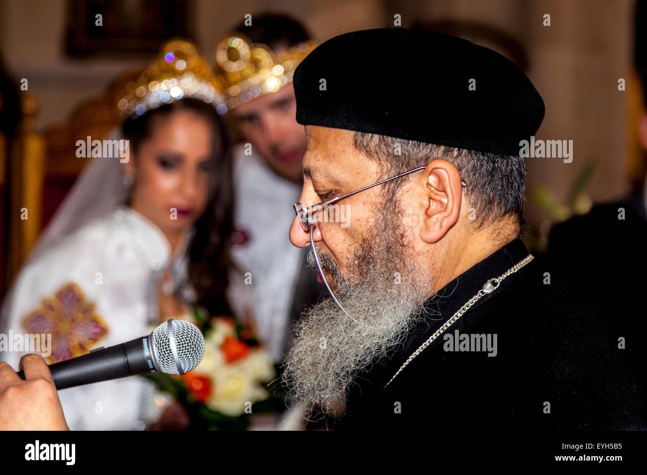 Cristiana Copta cerimonia di nozze, Hove, Sussex, Regno Unito Foto Stock