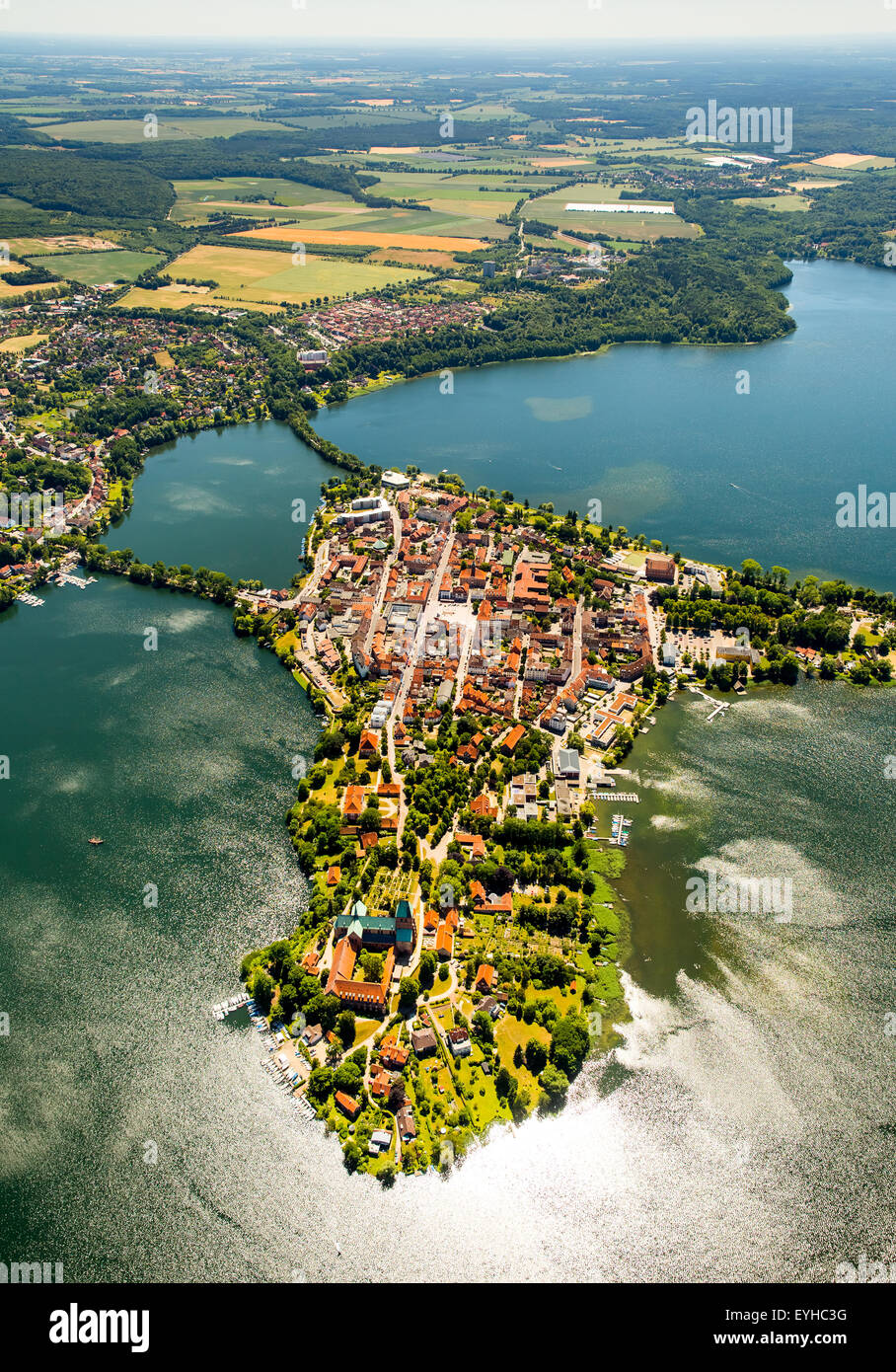 Ratzeburger vedere il lago, lago Domsee, Küchensee lake, Baia di Lubecca, Ratzeburg, Schleswig-Holstein, Germania Foto Stock