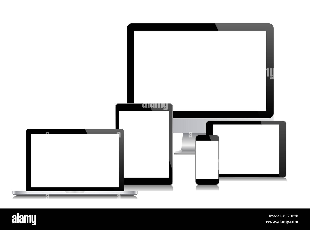Monitor moderni, computer portatile, telefono, tablet Foto Stock