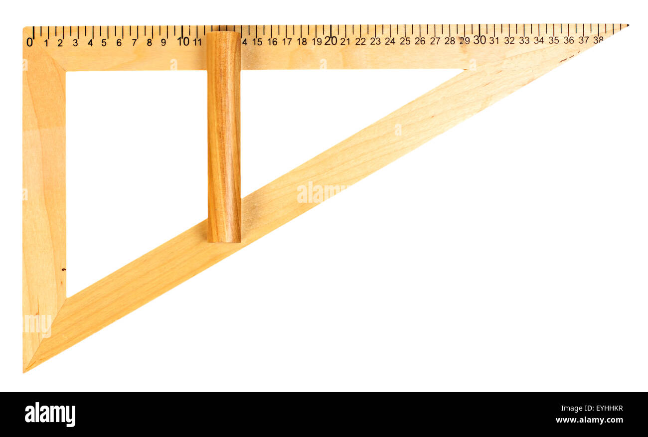 Il triangolo isolato in legno su sfondo bianco Foto Stock