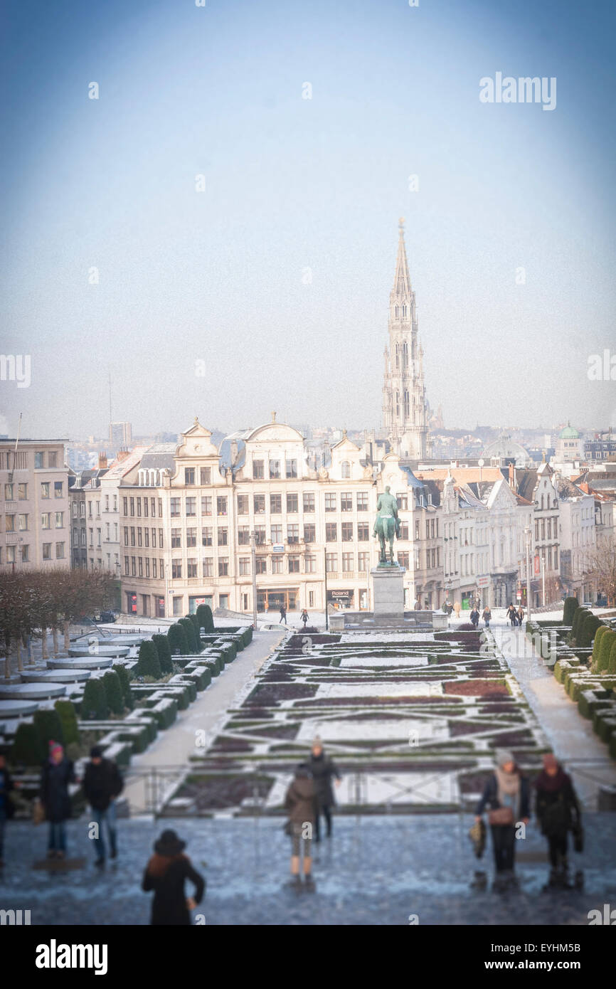 Il giardino del Mont des Arts nella Città Alta di Bruxelles, Belgio. Foto Stock