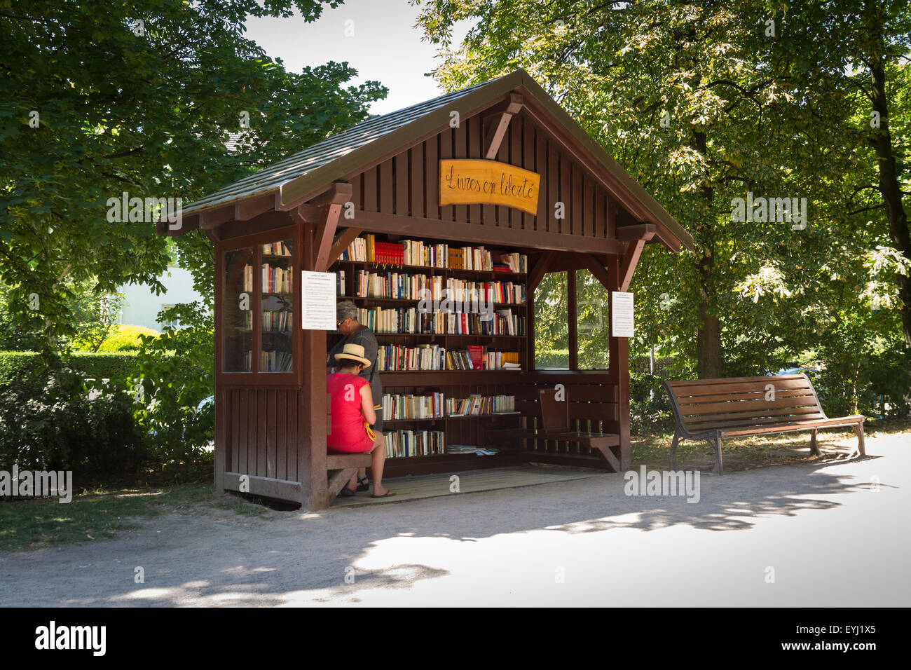 Libreria nel Parc de l'Orangerie a Strasburgo Foto Stock