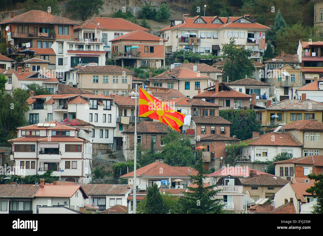 Bandiera della Macedonia - Ohrid Foto Stock
