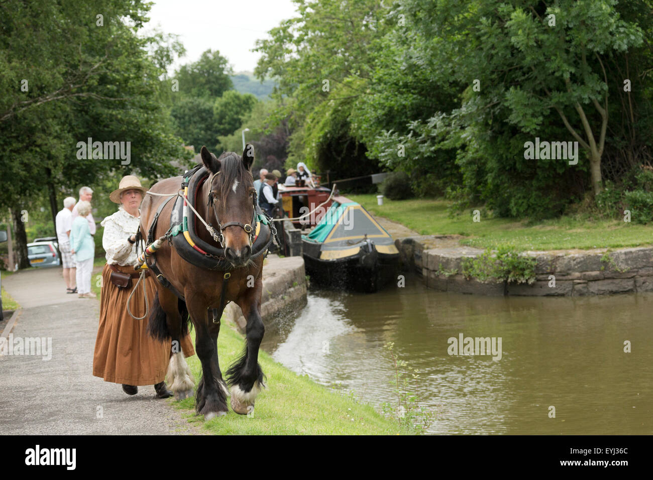 Antica tradizione rare barca cavallo tirare England Regno Unito Foto Stock