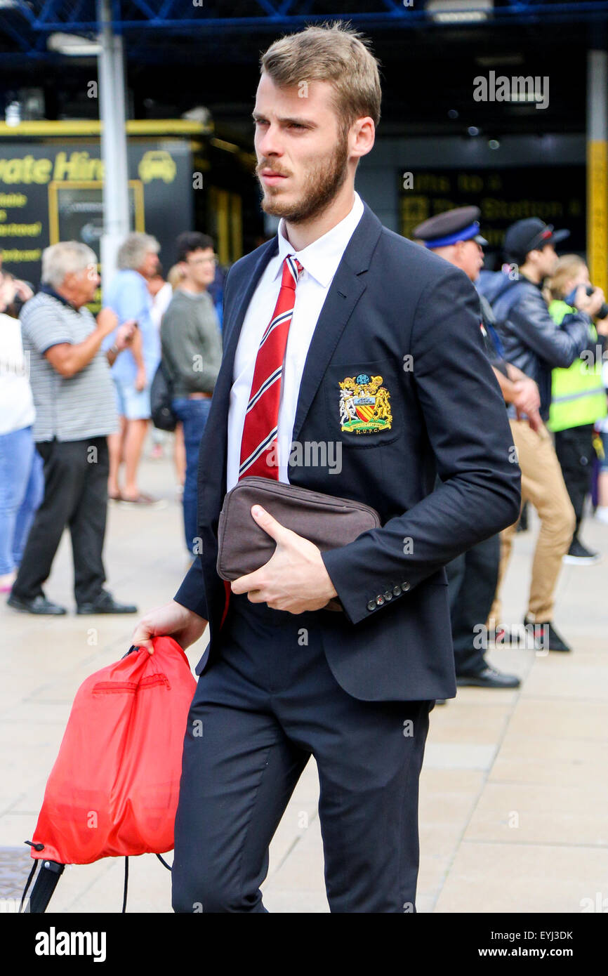 David de Gea arriva con il Manchester United squadra dopo la loro pre-stagione tour degli Stati Uniti. Foto Stock