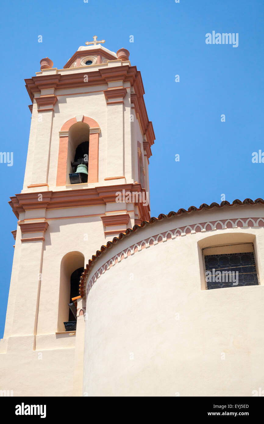 Il campanile della chiesa di Piana, Sud Corsica, Francia Foto Stock