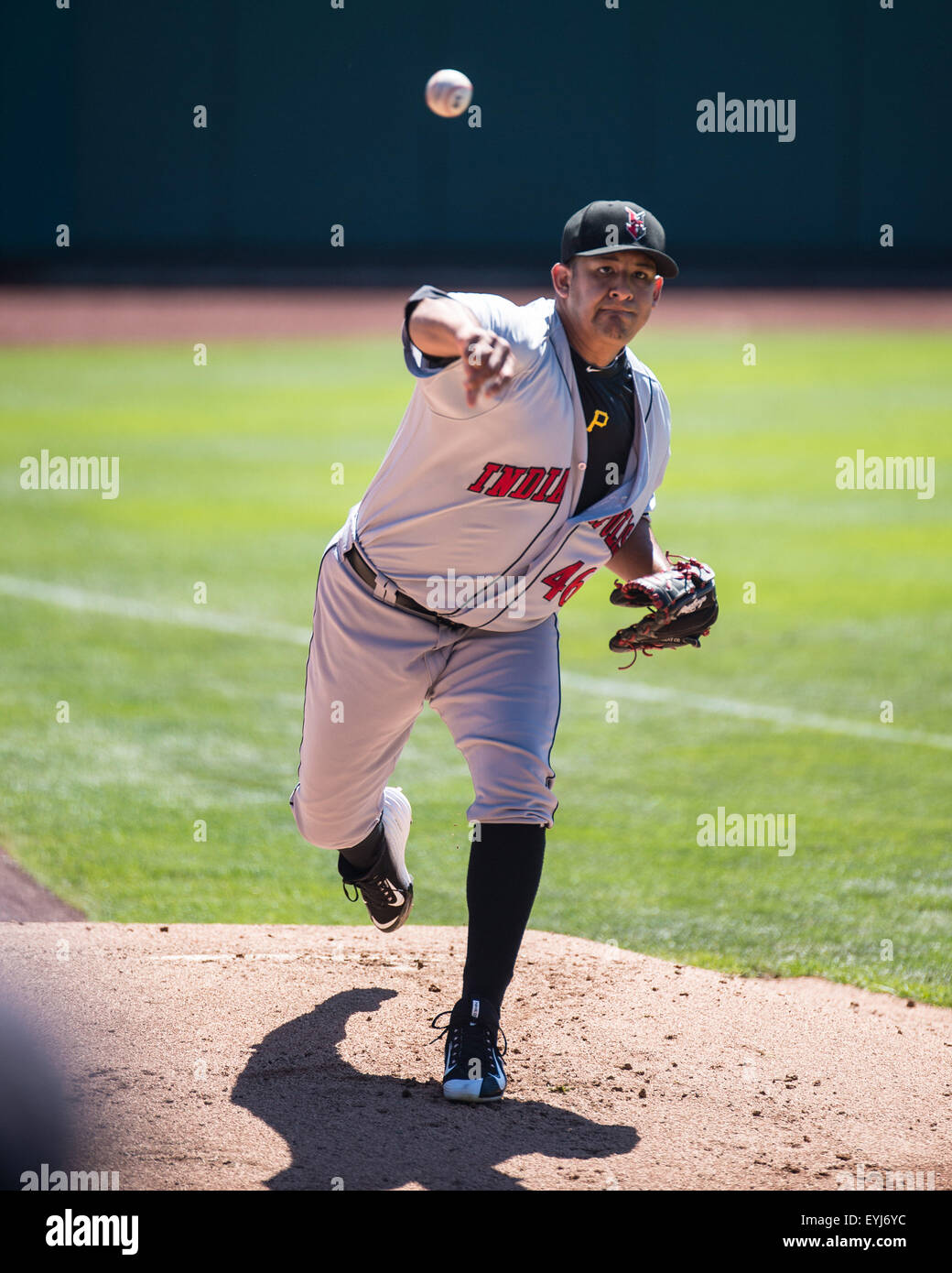 Columbus OH, Stati Uniti d'America. Il 30 luglio, 2015. durante una stagione regolare il gioco tra il Columbus Clippers e Indianapolis Indians a Huntington Park, in Columbus OH. Brent Clark/Cal Sport Media © csm/Alamy Live News Foto Stock