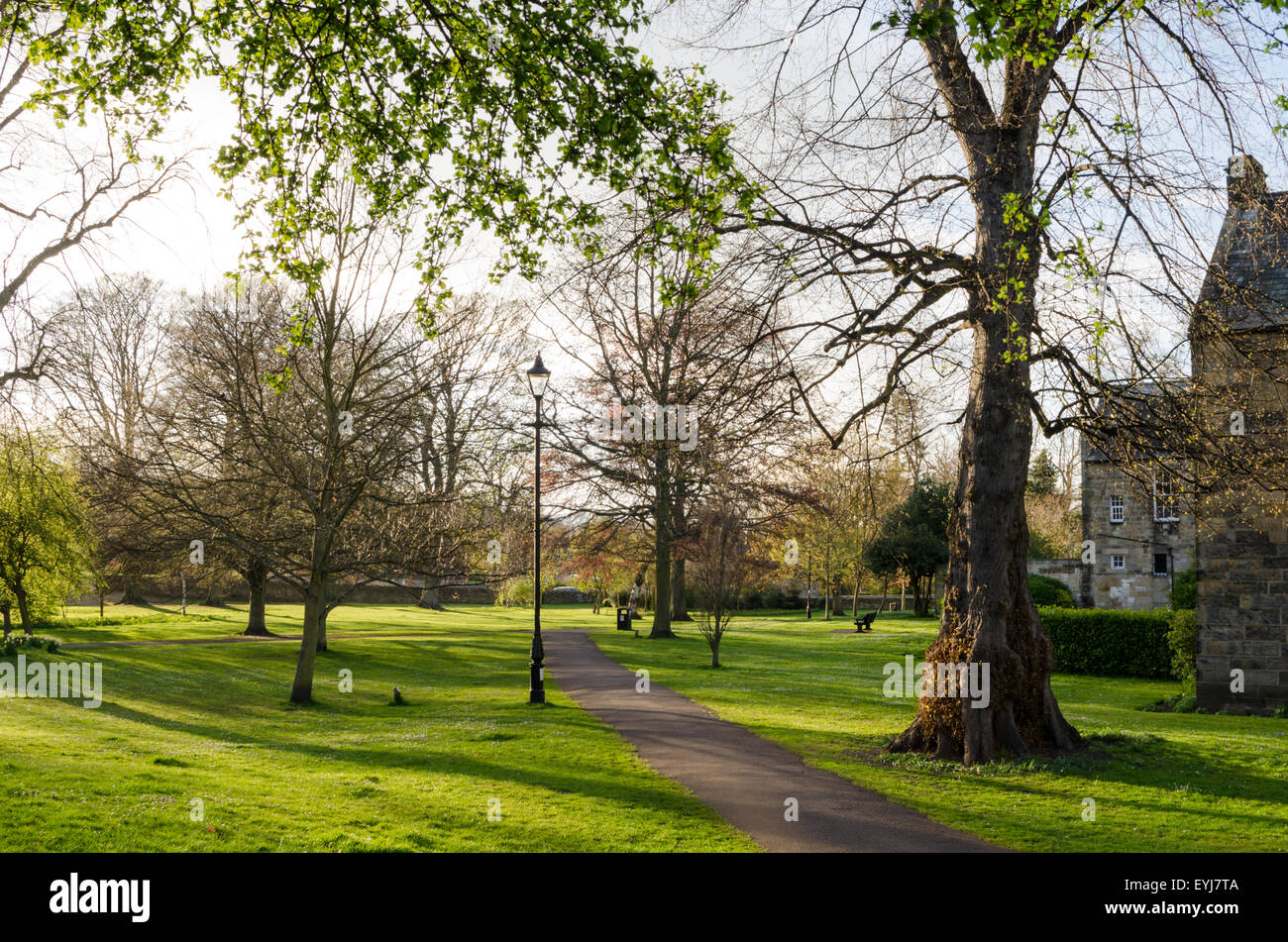 Una passeggiata attraverso il parco di Hexham, Hexham, Northumberland Foto Stock