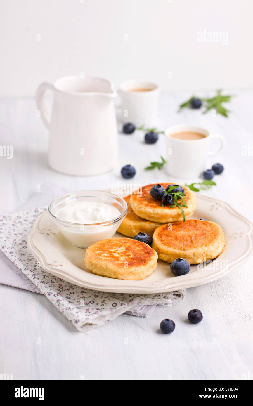 In casa cottage cheese pancakes Foto Stock