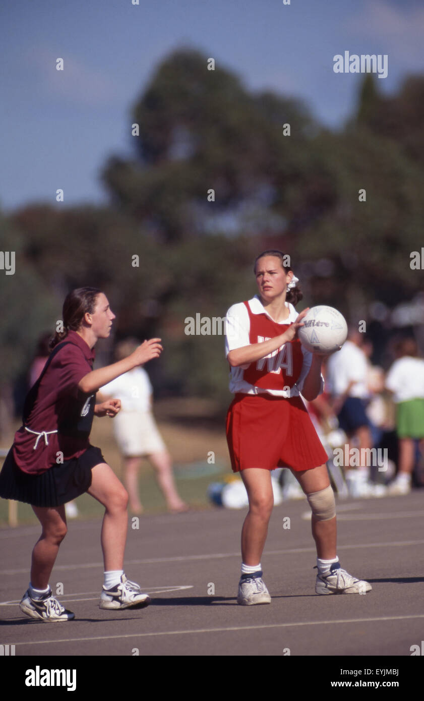 Netball partita in corso, Sydney, Nuovo Galles del Sud, Australia Foto Stock